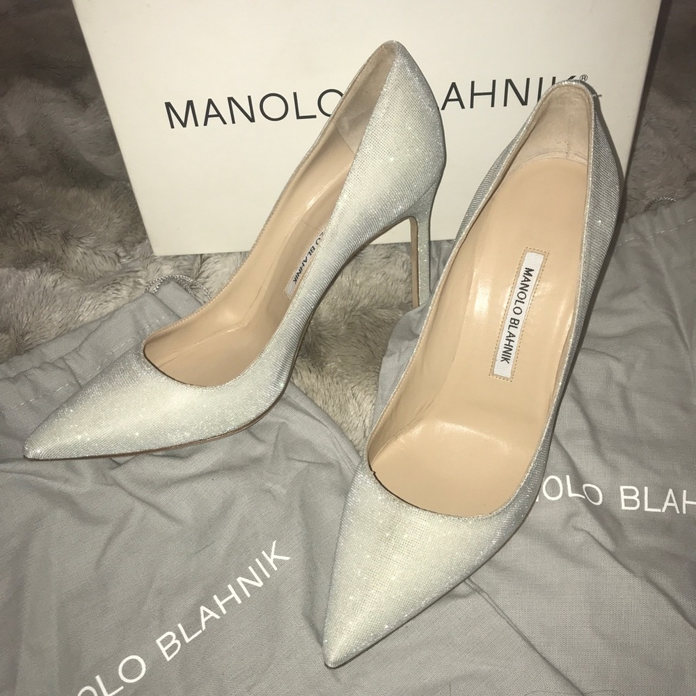Manolo Blahnik BB Pump Mesh iridescent Bridal Heel